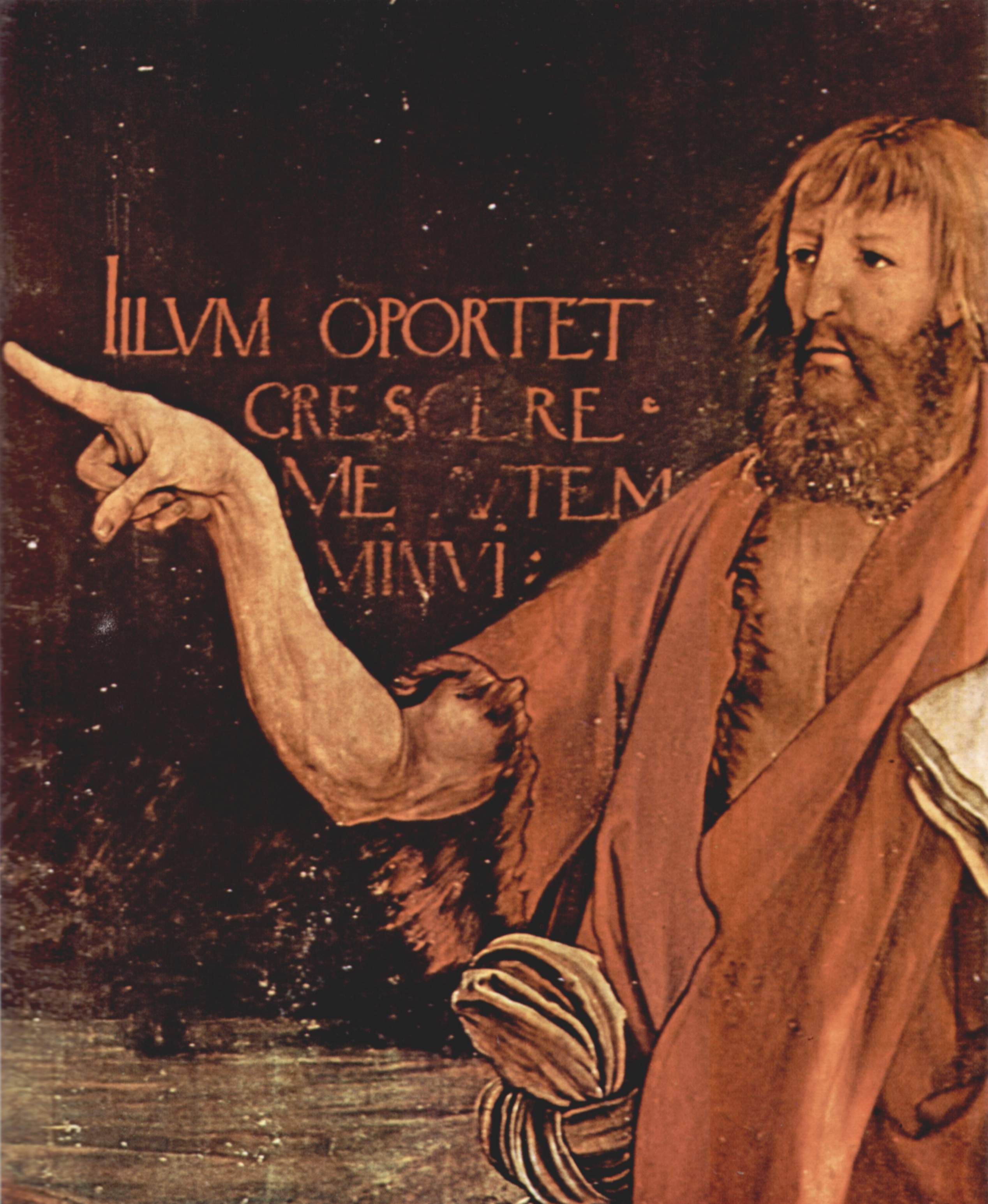 Detail of the Eisenheim Altarpiece, Mathis Grünewald, [public domain] from wikimedia commons